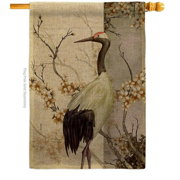 Red Crowned Crane Animals Bird 28 x 40 in. Double-Sided Decorative Vertical House Flag for Decoration Banner Garden Yard Gift