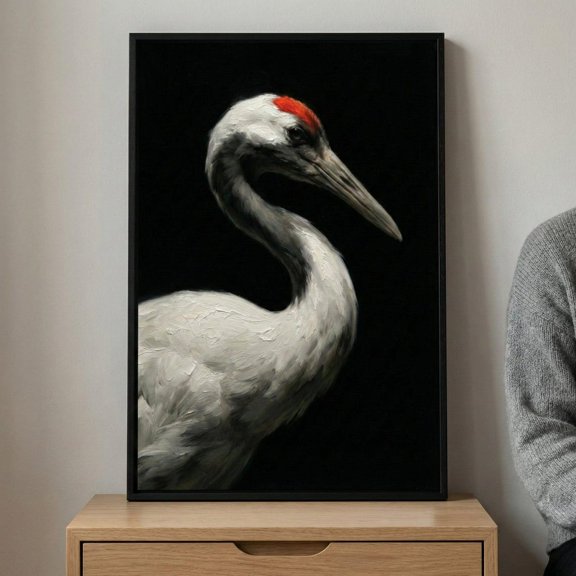 Red Crowned Crane Asian Bird Wall Decor Unframed Paper Print