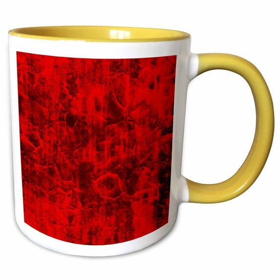 3drose, Red Crumpled Paper Look - One Dimensional, 11oz Two-tone Yellow Mug