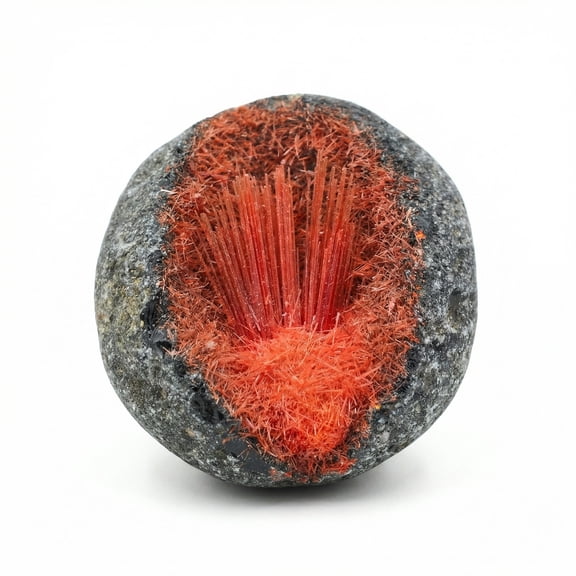 Red Crystal Geode Cluster 50-100g, Natural Style Raw Mineral Specimen with Radial Needle Crystal Formation, Decorative Crystal Stone for Home Decor & Collector Gift
