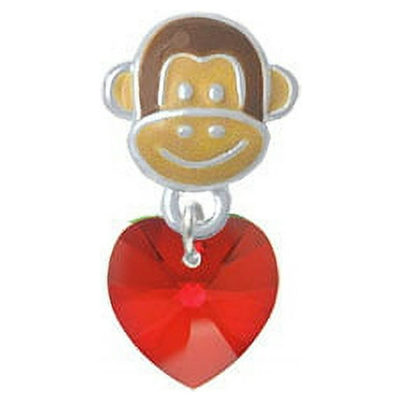 Red Crystal Heart - Monkey Face Charm Bead