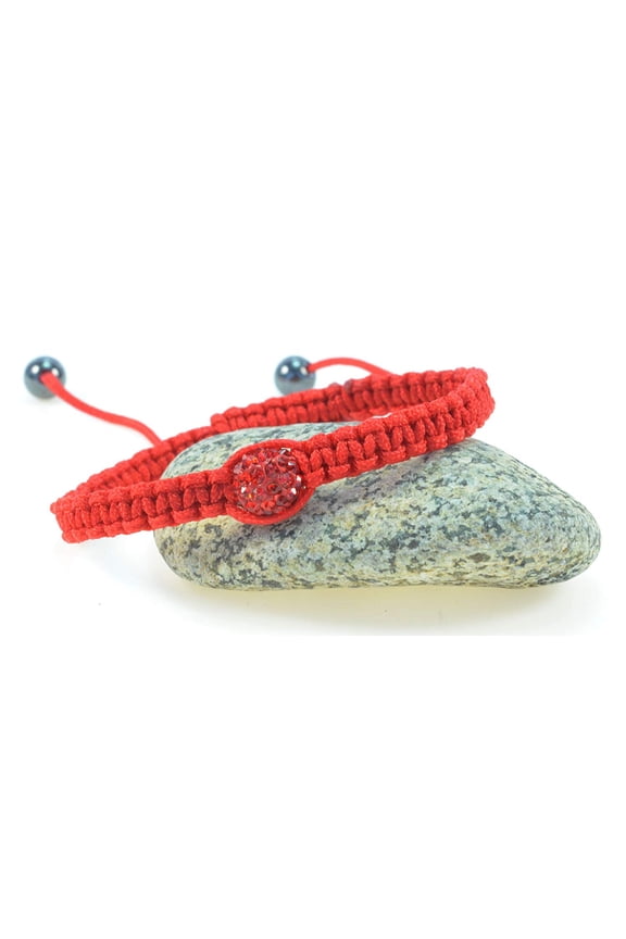 Red Crystal Rhinestone Ball Macrame Style Adjustable Bracelet Inspired By Shamballa- 10mm - 91081 ASIN: B00BPVVT3U