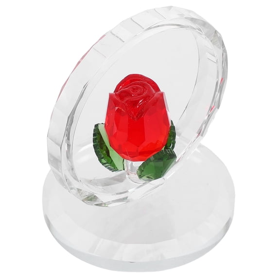 Red Crystal Rose Figurine Ornament for Wedding Decor Table Centerpiece Decorative Paperweight
