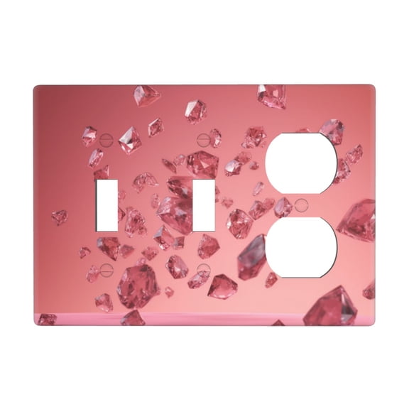 Red Crystal Switch Cover Decorative Wall Plate 3-Gang 2-Toggle 1-Duplex Standard Size