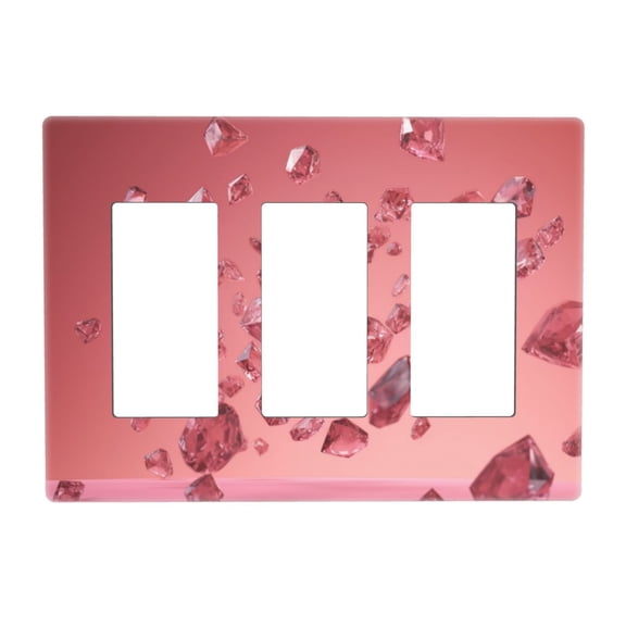 Red Crystal Switch Cover Decorative Wall Plate 3-Gang Screwless Standard Size