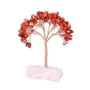 Red Crystal Tree of Life Ornament, Feng Shui Wealth Money Tree Decor for Home Office Desk, Natural Stone Base Handcrafted Gemstone Bonsai for Good Luck & Positive Energy