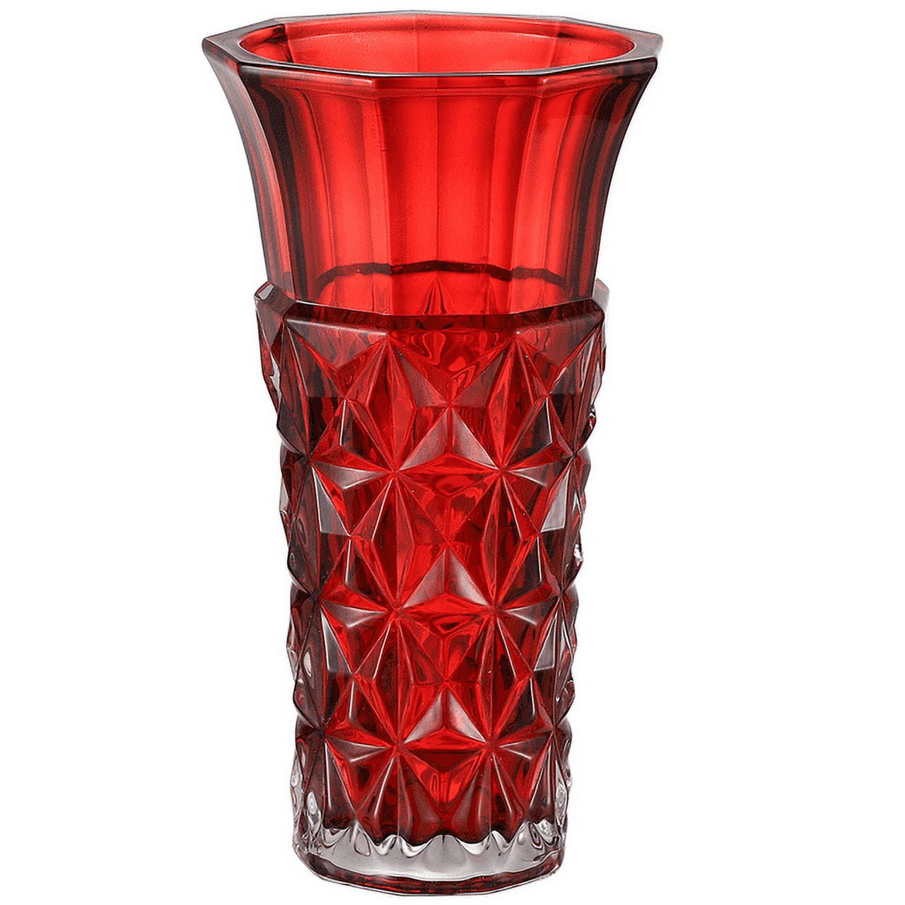 Red Crystal Vase, Red Glass Vase, Large Glass Vase, Crystal Vase for