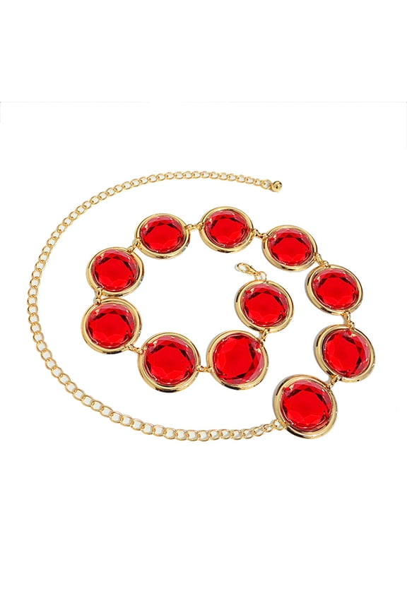 Red Crystal Waist Chain Belt Jewelry Belly Chain Decorative Belts For Women Dresses Red Waist Chain Raven
