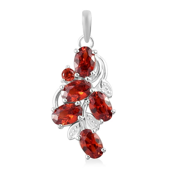 Red Cubic Zirconia CZ  925 Sterling Silver Pendant for Women Jewelry Ct 2.55 Birthday Gifts for Women