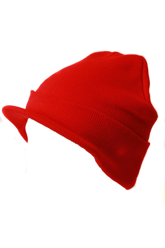 Red Cuff Beanie Visor Cap