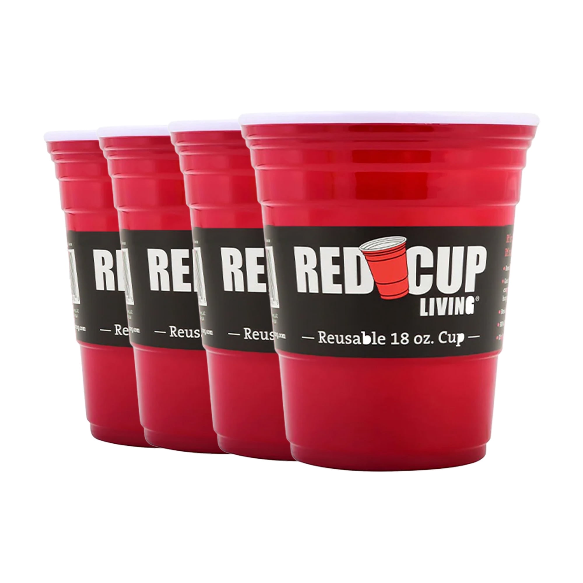 Red Rover Cups Red Cup Living Reusable BPA-Free 18 Oz Party Cups, Set of 4, Perfect ...