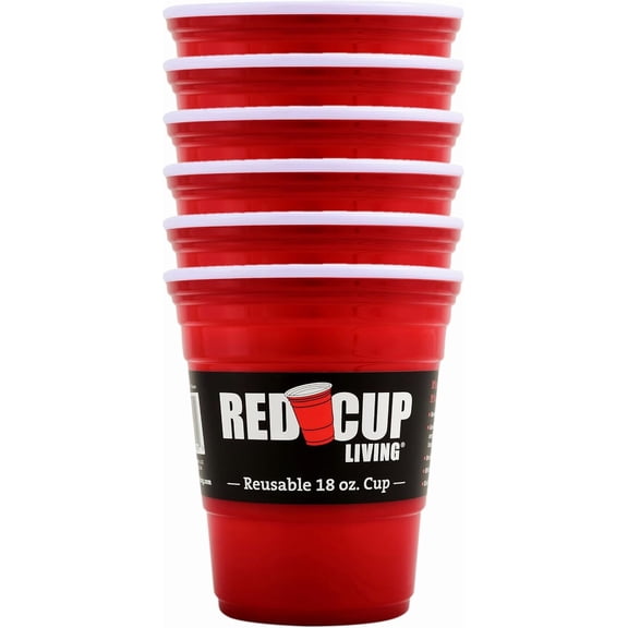 Red Cup Living 18oz Tumbler Cups Reusable Plastic Drinking Glasses, Unbreakable Everyday Kitchen Cups, Travel Coffee Tumbler for Hot & Cold Drinks