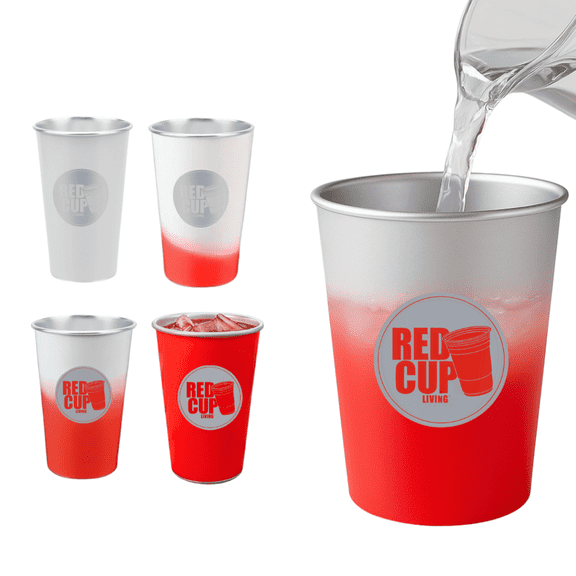 Red Cup Living Color Changing Cups 15Oz | Large unbreakable Drinking Glasses, Kitchen Cups, Dishwasher Safe| Tumblers & Water Glasses | BPA Free Drinkware outdoor cups for patio - Pack of 4