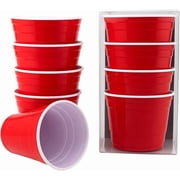 Red Cup Living 5oz Reusable Tumbler Set of 4   Unbreakable Plastic Christmas, Holiday & Thanksgiving Party Cups, Shot Glasses
