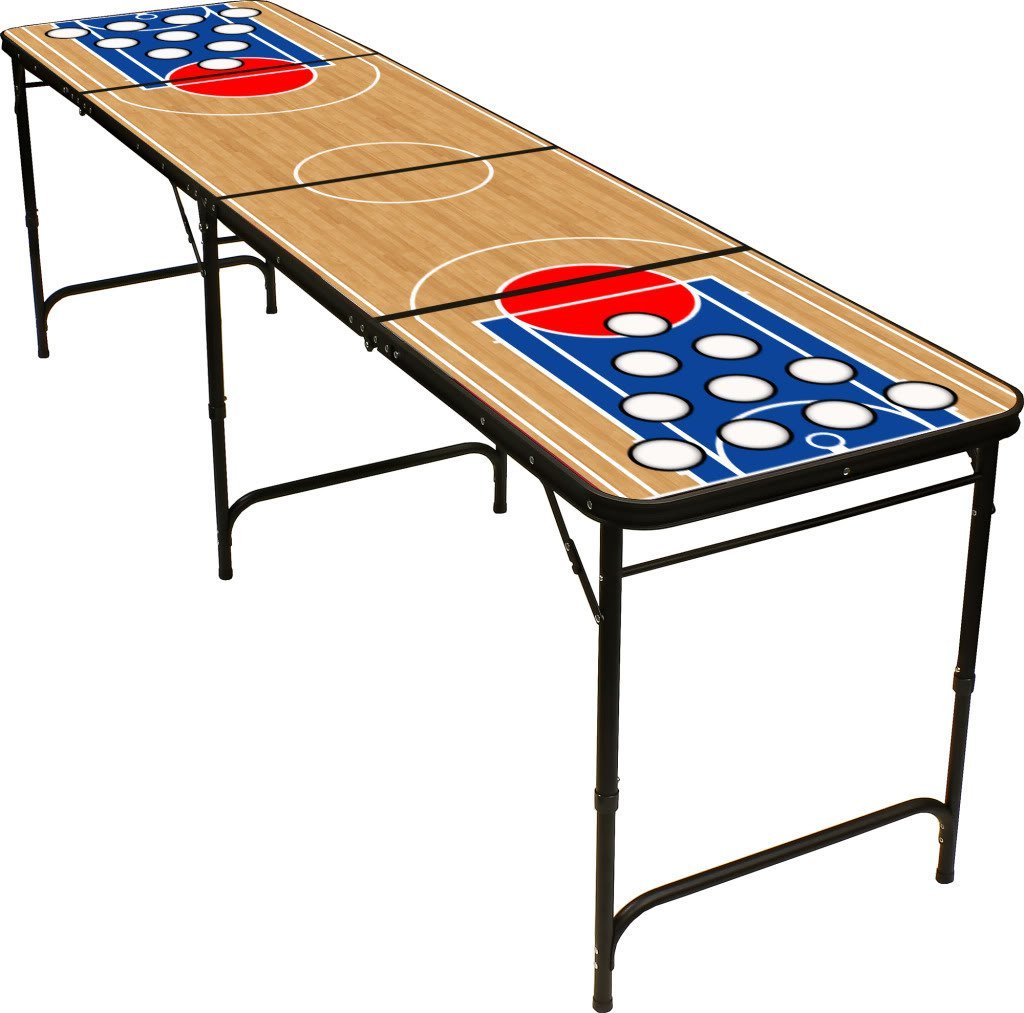 Red Cup Pong 8' Folding Beer Pong Table with Bottle Opener, Ball Rack and 6 Pong Balls - Basketball Design - image 1 of 3