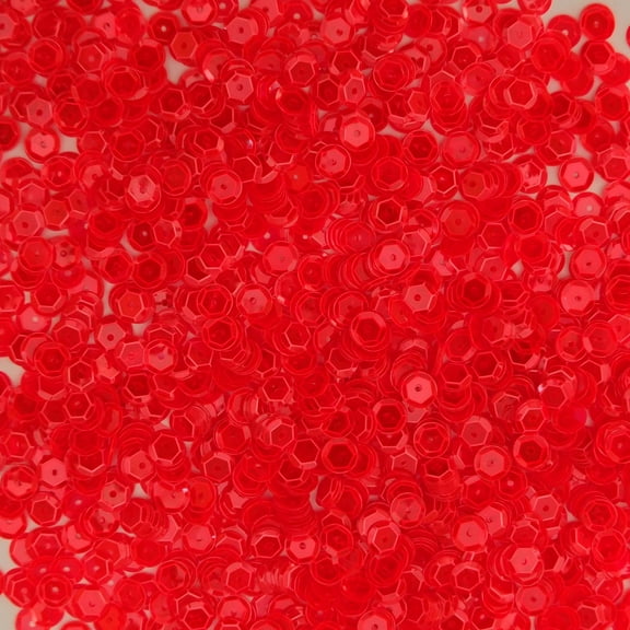 Red Cup Sequins 6mm Transparent Fluorescent Made in USA
