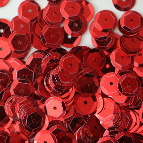 Red Cup Sequins 8mm Shiny Metallic Made in USA