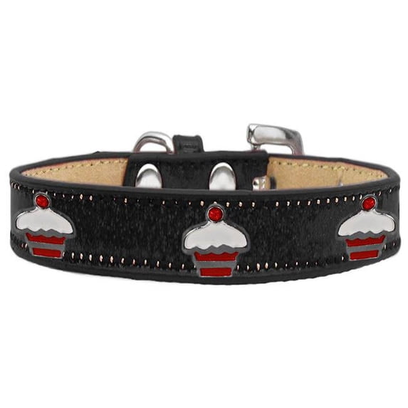 Red Cupcake Widget Dog Collar, Black Ice Cream - Size 14