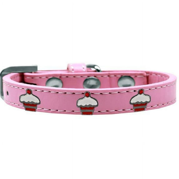 Red Cupcake Widget Dog Collar, Light Pink - Size 16