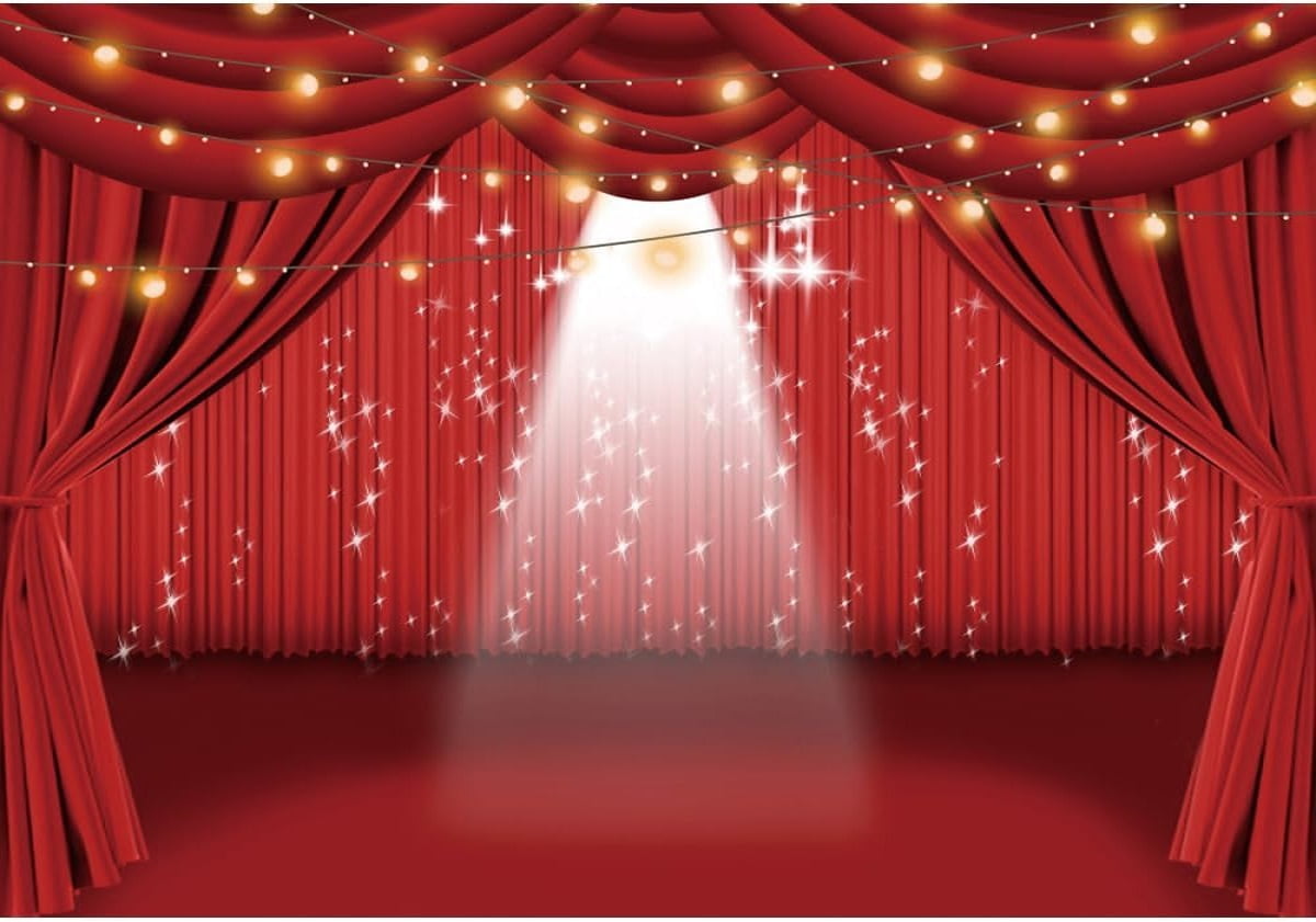 Red Curtain Stage Photography Background Theater Spotlights Business 