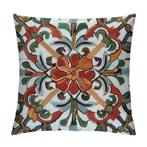 Red Cushion Cover or Hand Made National Embroidery Bohemian Housewarming Car Home Decoration Cushion Cover/Throw Pillow Cover of (-Red,