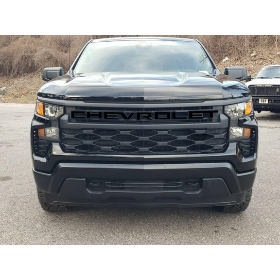 Red Custom Grill Letters Inserts compatible with 2022-2024 Silverado Custom 1/16" ABS Plastic Black