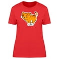 thumbnail image 1 of Red Cute Cat Sticker T-Shirt Women -Image by Shutterstock, Female Large, 1 of 2