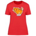 thumbnail image 1 of Red Cute Cat Sticker T-Shirt Women -Image by Shutterstock, Female x-Large, 1 of 2