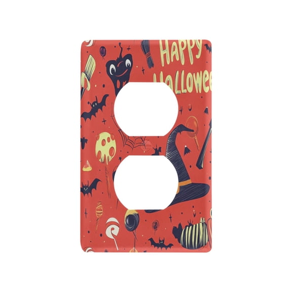 Red Cute Halloween Many Icons Light Switch Cover Switch Plate Outlet Cover Plug Cover for Electrical Outlet