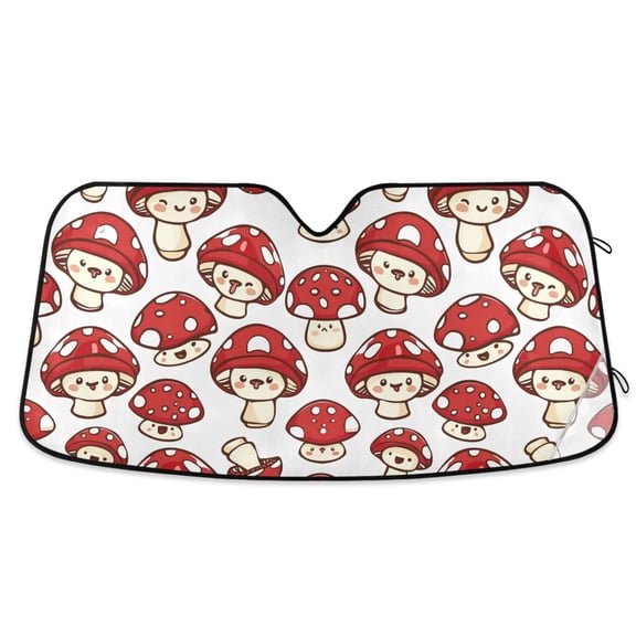 Red Cute Mushrooms Car Windshield Sun Shade Foldable Car Front Window Visor Heat and UV Protection 57x31.5