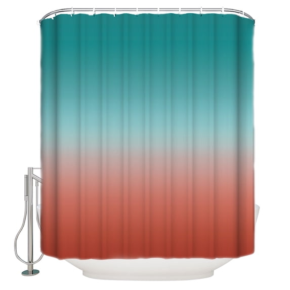 Red Cyan Shower Curtain, 72" x 72", Turquoise Gradient Waterproof Bathroom Curtain Washable Shower Curtain Set with 12 Hooks