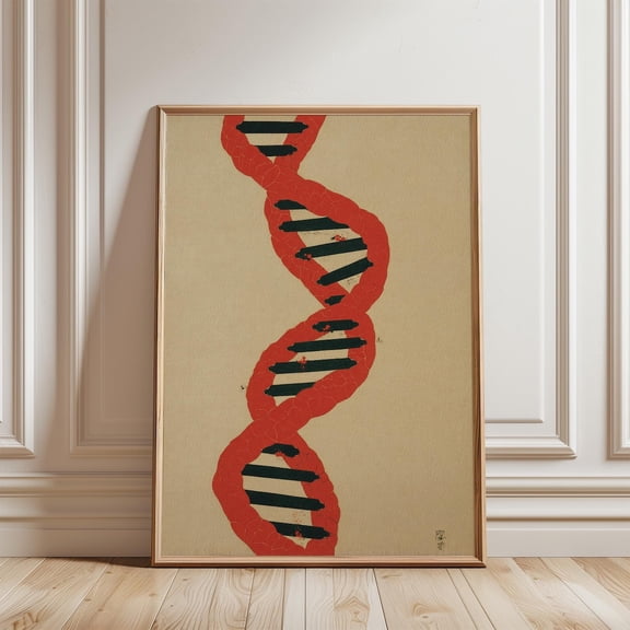 Red DNA Helix Science Poster Unframed Paper Print