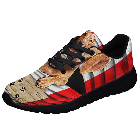 Red Dachshund Dog Canada Shoes Sneakers Black Size 3.5