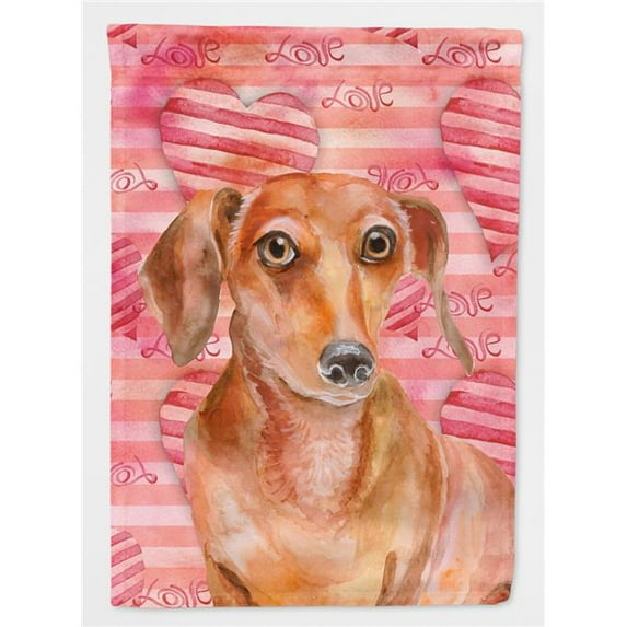 Red Dachshund Love Flag - Garden Size