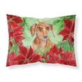 thumbnail image 1 of Red Dachshund Poinsettas Fabric Standard Pillowcase, 1 of 2