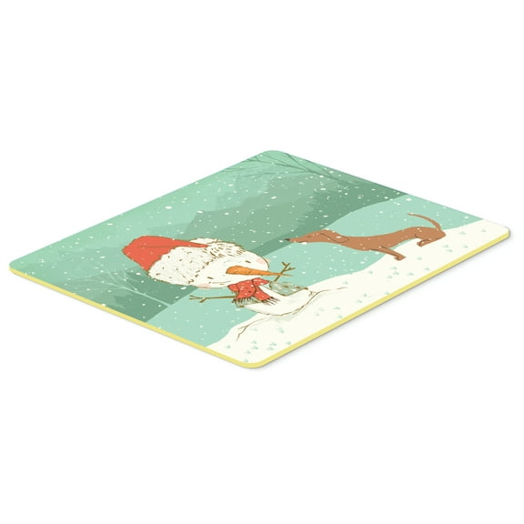Red Dachshund Snowman Christmas Kitchen or Bath Mat 24x36