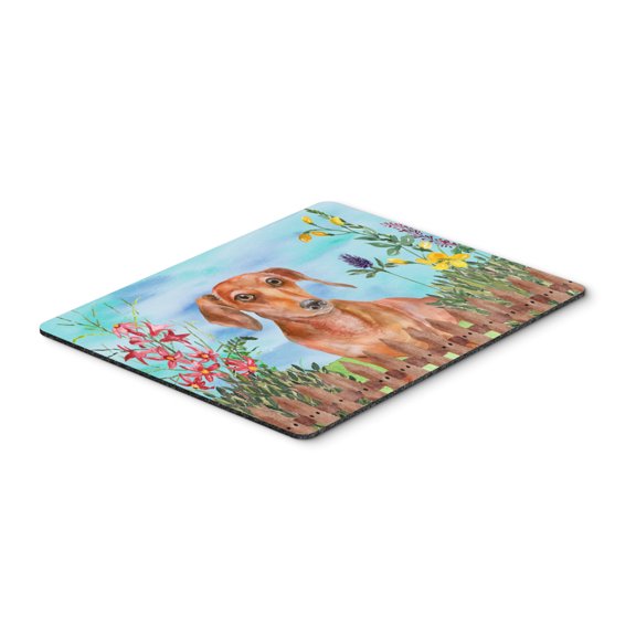 Red Dachshund Spring Mouse Pad Hot Pad or Trivet