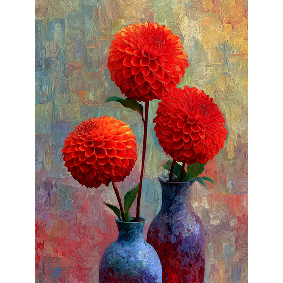 Red Dahlia Floral Canvas Print, Suitable for Living Room, Office, Kitchen, Entryway Decor