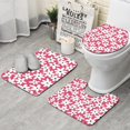 thumbnail image 1 of Red Daisy Flower Green Centers Pattern Bathroom Rugs Sets 3 Piece,Toilet Cover Set,Absorbent Non Slip Bathroom Mats Sets with U-Shaped Contour Rug Toilet Rug Set, 1 of 5