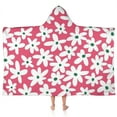 thumbnail image 1 of Red Daisy Flower Green Centers Pattern Hooded Bath Towel，50"x30" for Ages 3 To 12 Kids, Quick Dry Lightweight Soft Microfiber Hood Beach Towel Cover Up for Kids, 1 of 7