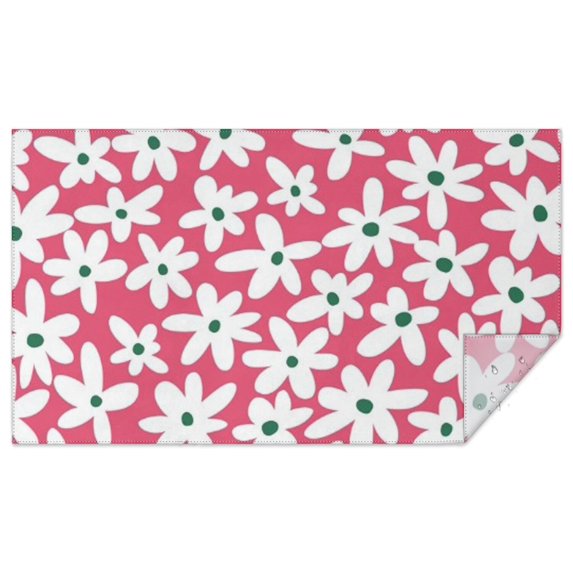 Red Daisy Flower Green Centers Pattern Rectangle Tablecloth 60"x102",Waterproof Polyester Rectangle Table Cloth, Wipeable Spillproof Polyester Tablecloth for Dining, Camping, Indoor and Outdoor