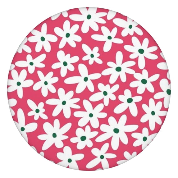 Red Daisy Flower Green Centers Pattern Round Fitted Tablecloth with Elastic Edge,Dining Table Cover Waterproof,Outdoor Round Tablecloth for Camping,Dining,Indoor and Outdoor
