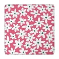 thumbnail image 1 of Red Daisy Flower Green Centers Pattern Square Fitted Tablecloth with Elastic Edge,Square Table Cover,Washable Elastic Table Cover for Home Kitchen Party Decor 34"x34", 1 of 6
