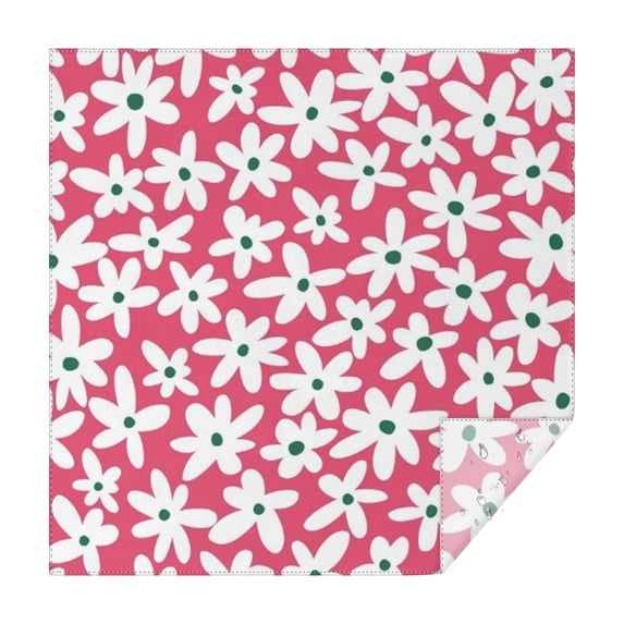 Red Daisy Flower Green Centers Pattern Square Tablecloth,Waterproof Square Table Cover,Wipeable Spillproof Washable Table Cover for Home Kitchen Party Decor 52"x52"(132x132cm)