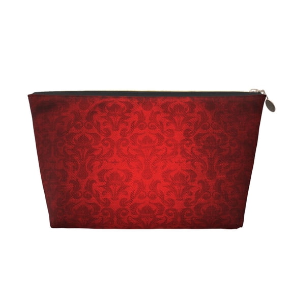 Red Damask Handbag Purse Tote Organizer Zipper Closure Cosmetic Pouch Bag For Travelling