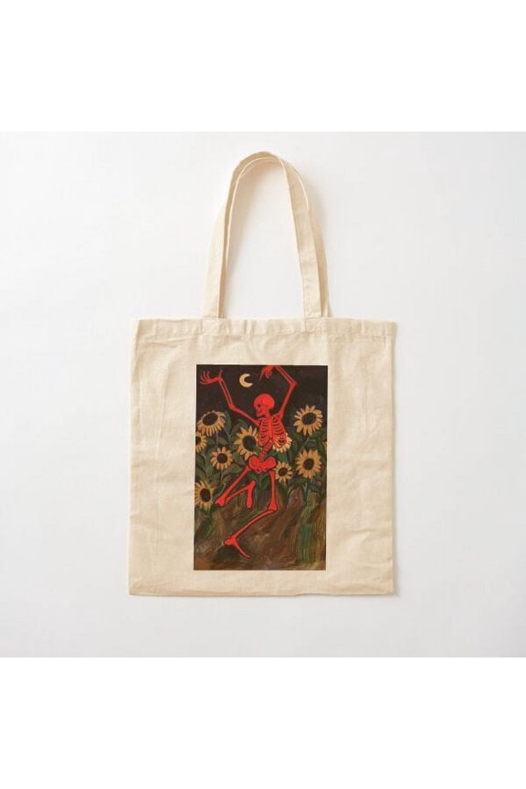 Red Dancing Canvas Tote Bags, Reusable Shopping Bag