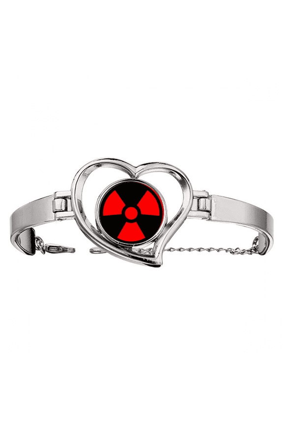Red Dangerous Checal Toxic Radiation Symbol Bracelet Heart Jewelry Wire Bangle