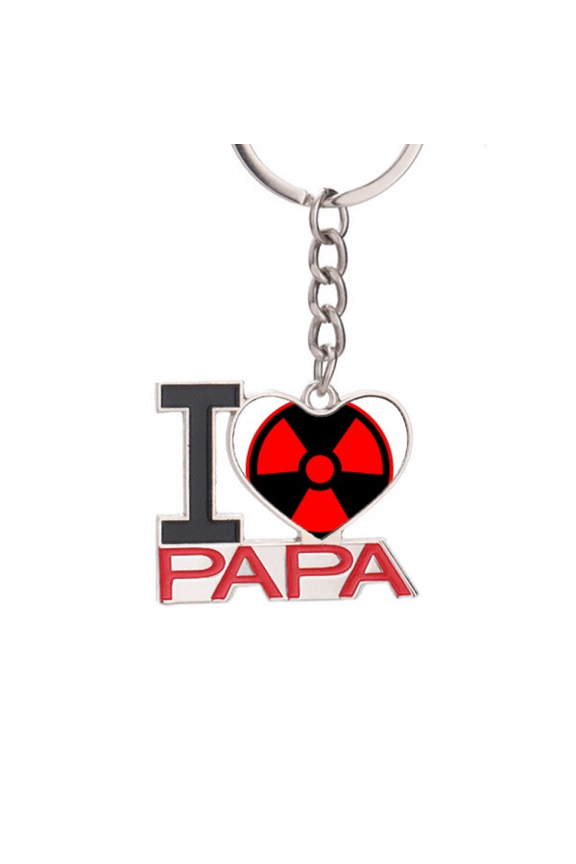 Red Dangerous Checal Toxic Radiation Symbol Keychain Metal Keyring Holder Love PAPA Father