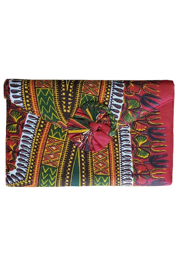 Red Dashiki African Print Clutch Purse