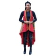 thumbnail image 1 of Red Dashiki African Print Fashion Shawl wrap with Armholes Light-weight with Belt, 1 of 7
